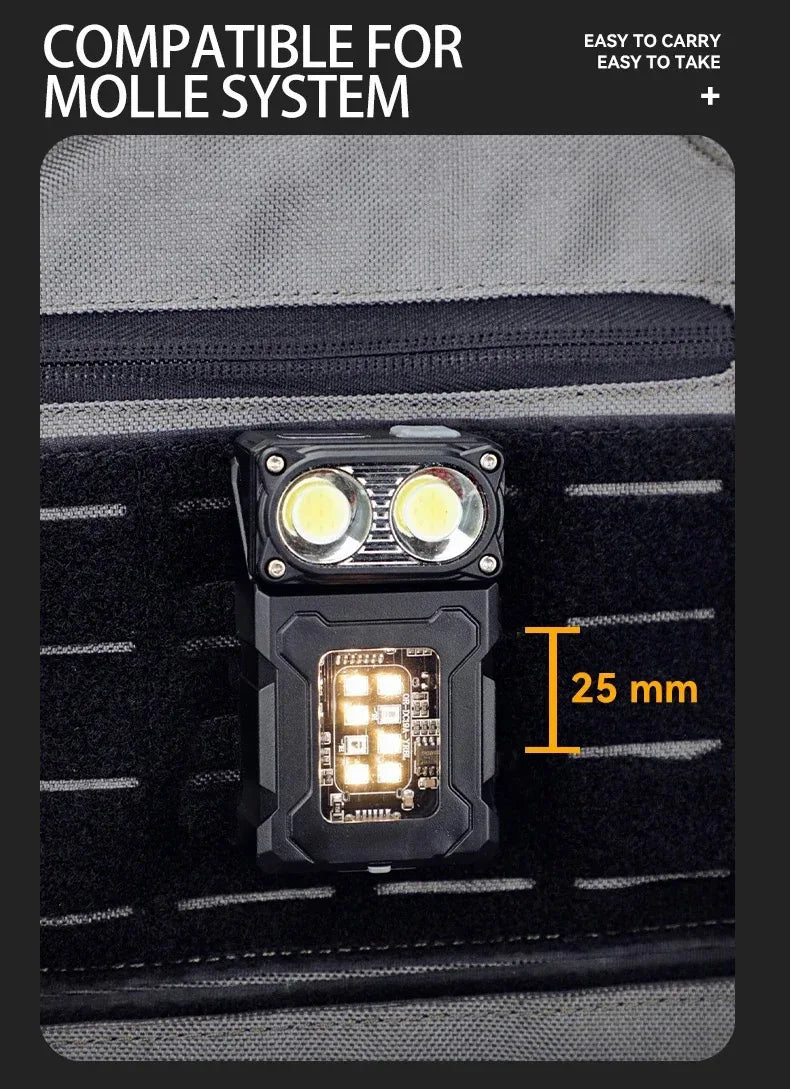 Lampe de travail tactique portable, outil EDC, mini lampe torche LED, outil de camping et de randonnée en plein air, lampe torche molle, rechargeable par USB