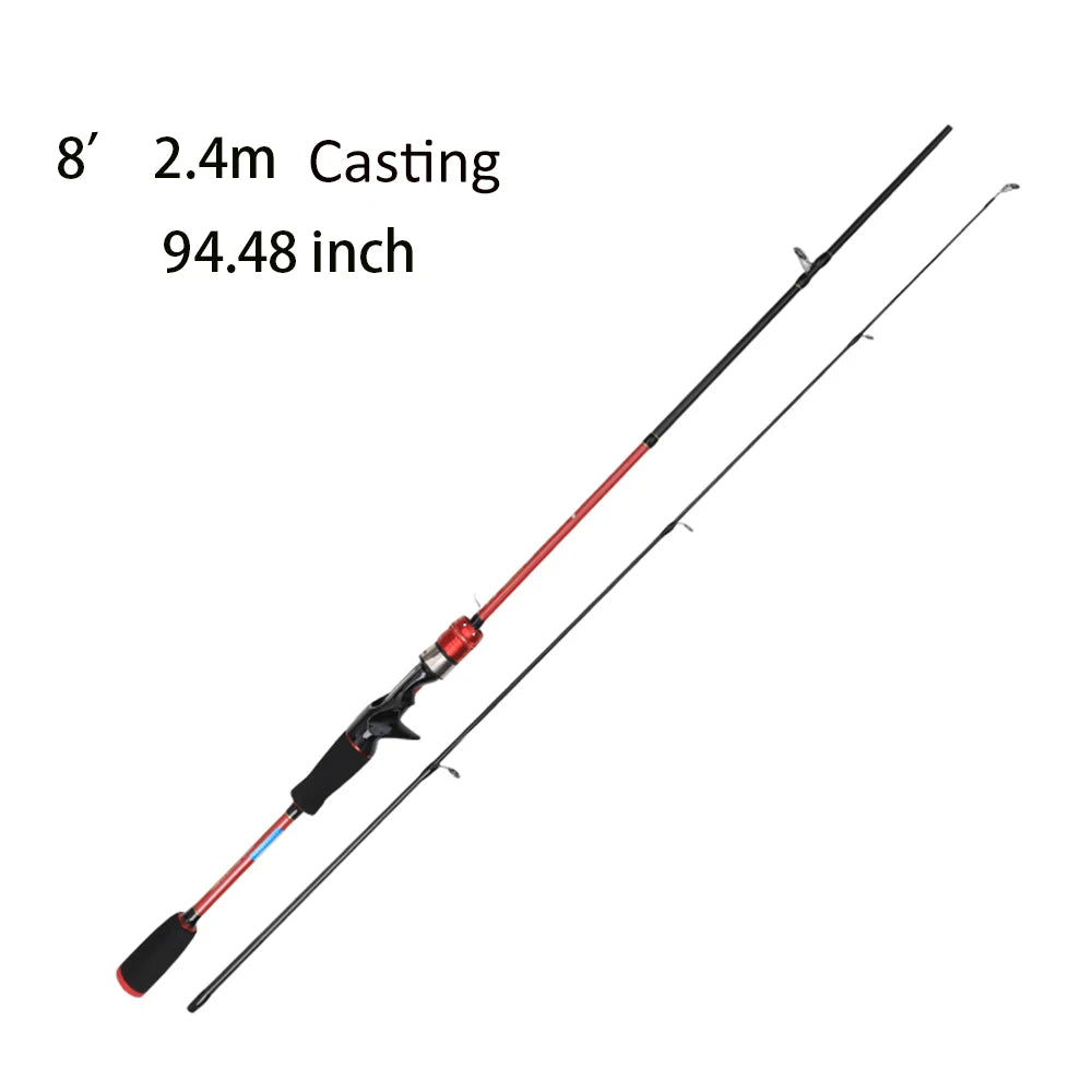 1.65m 1.8m 2.1m 2.4m haute teneur en carbone moulé moyen lourd M MH DOUBLE pointe basse coup mer eau douce tige de pêche