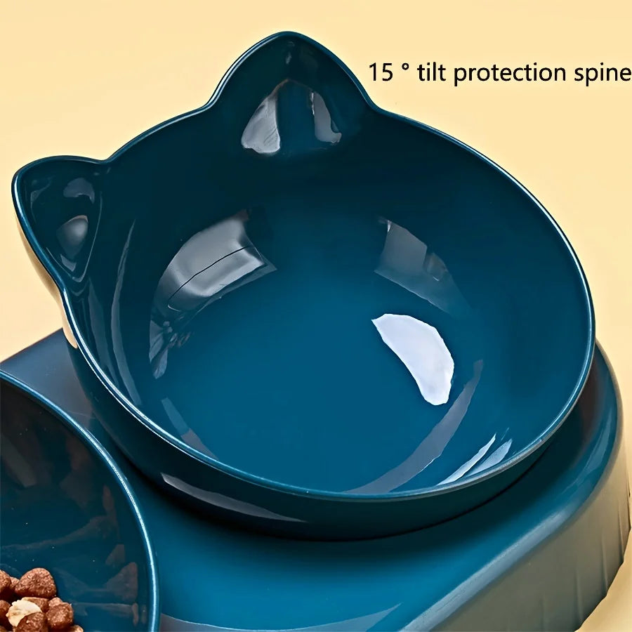 Ensemble de bols à eau et à nourriture pour animaux de compagnie avec mangeoire, conception d'oreille inclinée, bouteille d'eau par gravité pour la protection du cou, 3 en 1