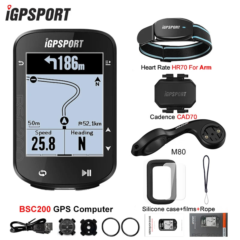 IGPSPORT BSC200 GPS Cycle Bike Computer Wireless Digital Bicycle Speedometer ANT+ Route Navigation Stopwatch Cycling Odometer
