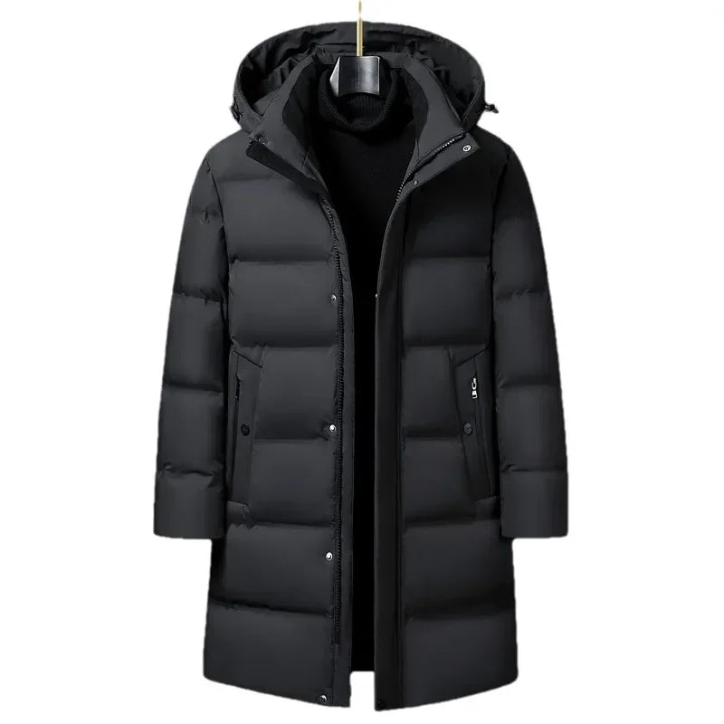 Doudoune homme hiver — col à capuche, blanc, canard, chaud, épais, longue, taille M-4XL