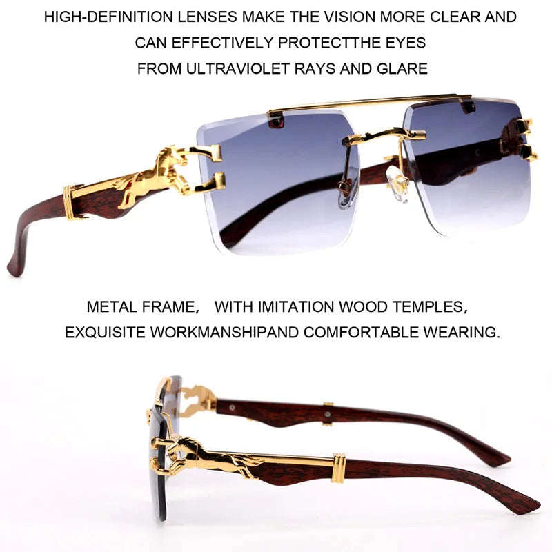 Lunettes de soleil carrées sans bords pour femmes et hommes — vintage, mode, 2024