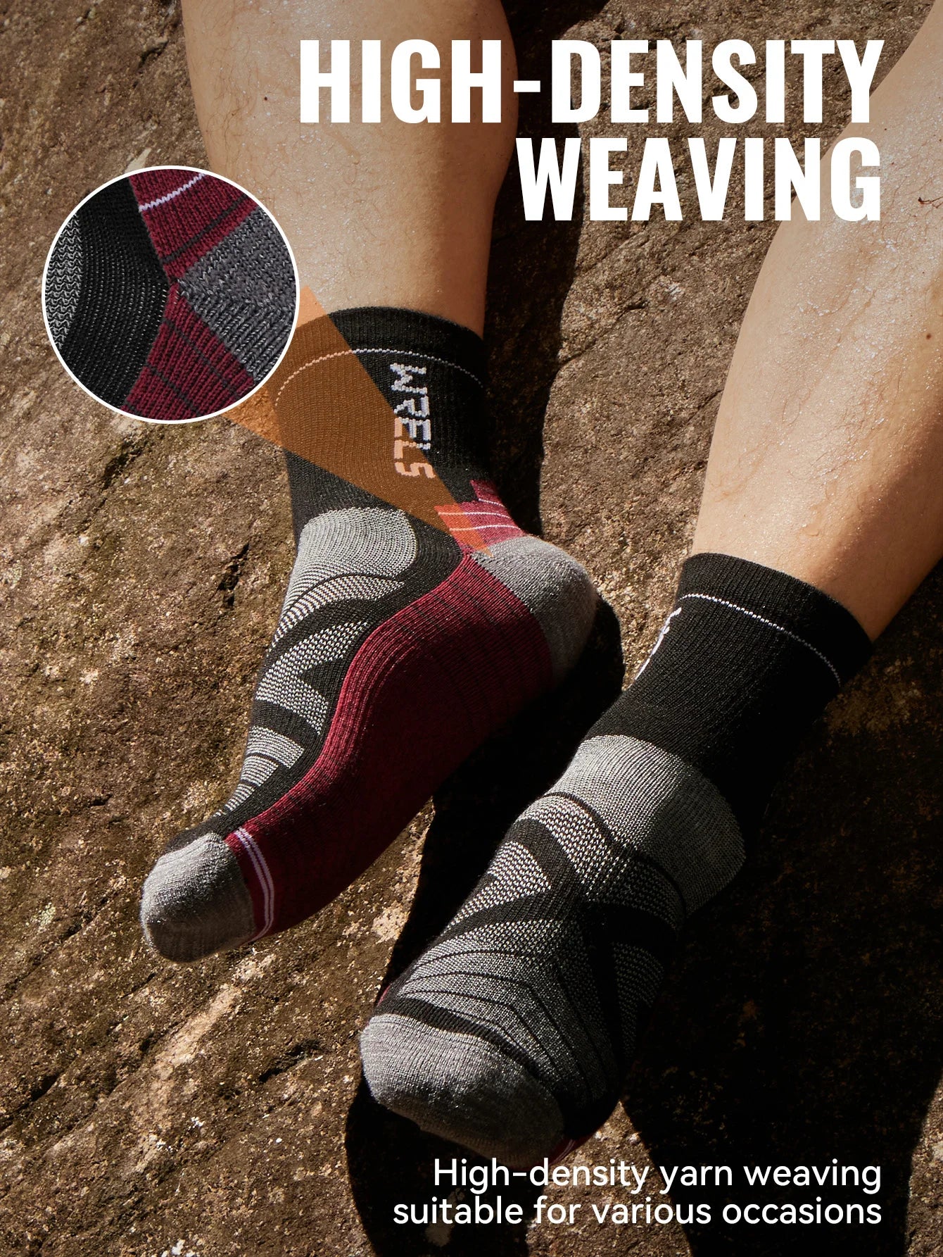 WRELS 1/2/3 paires chaussettes en laine mérinos thermique chaud hiver haute élastique épais chaussettes de randonnée Absorption d'humidité chaussettes de sport en laine