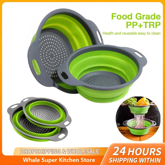 Panier de vidange pliant en Silicone, panier de lavage de fruits et légumes, passoire pliable, égouttoir pliable, outil de rangement de cuisine