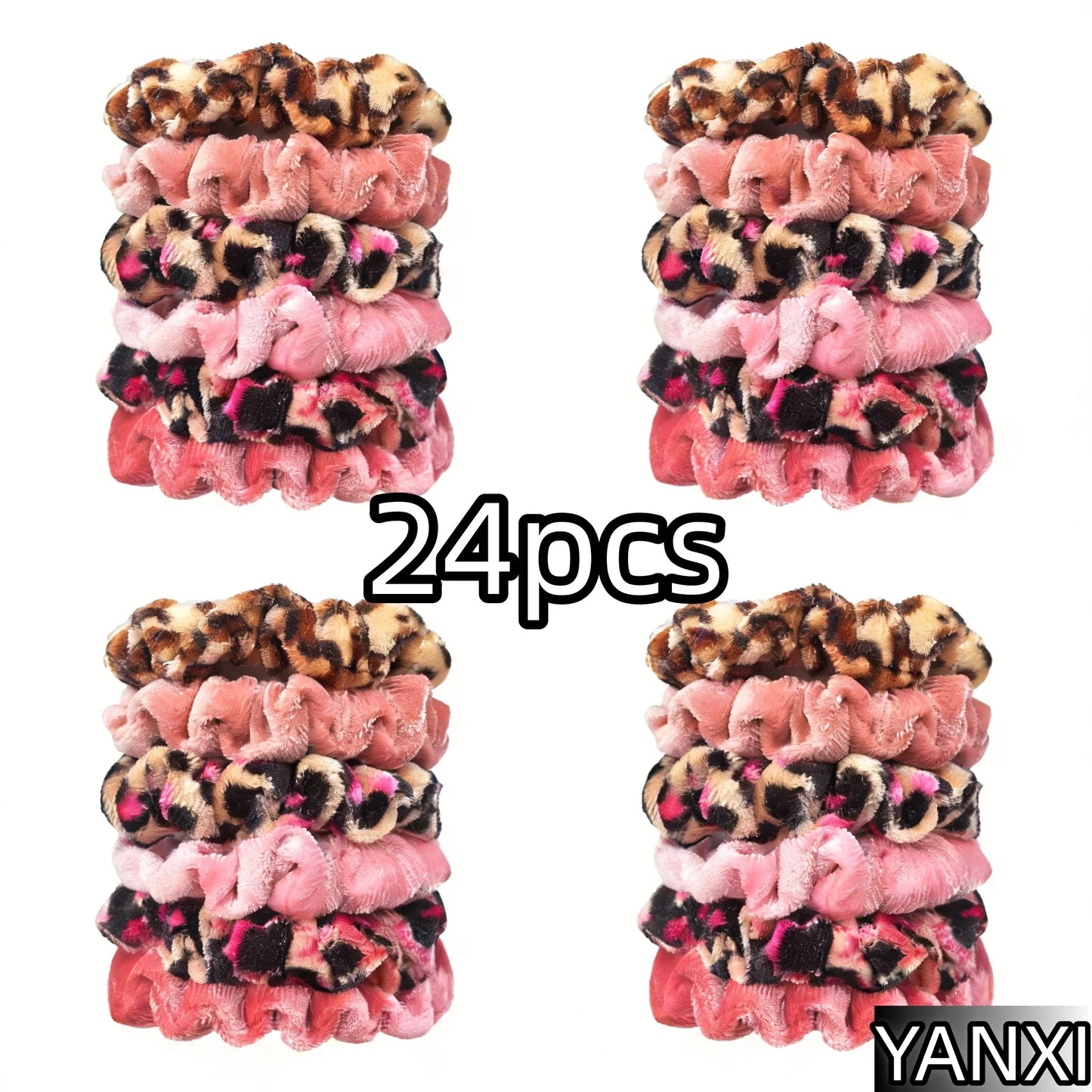 24/50/6 piezas de coleteros para mujer, accesorios de boutique de terciopelo, bonito estampado de leopardo, banda elástica de alta calidad, cinta para el pelo, lazo para cola de caballo