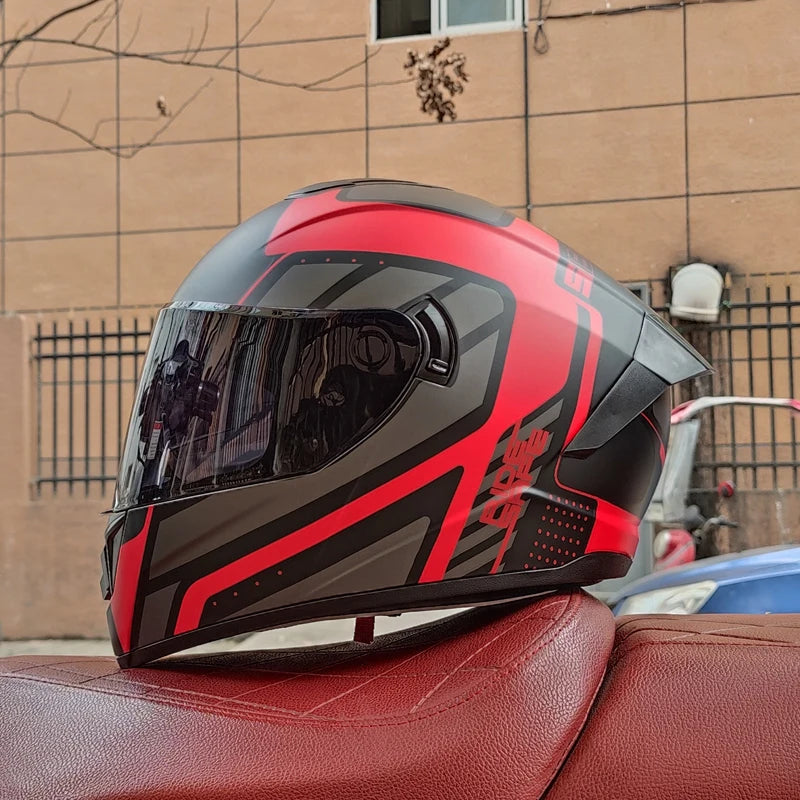 Casques moto pour hommes et femmes — double lentille, locomotive