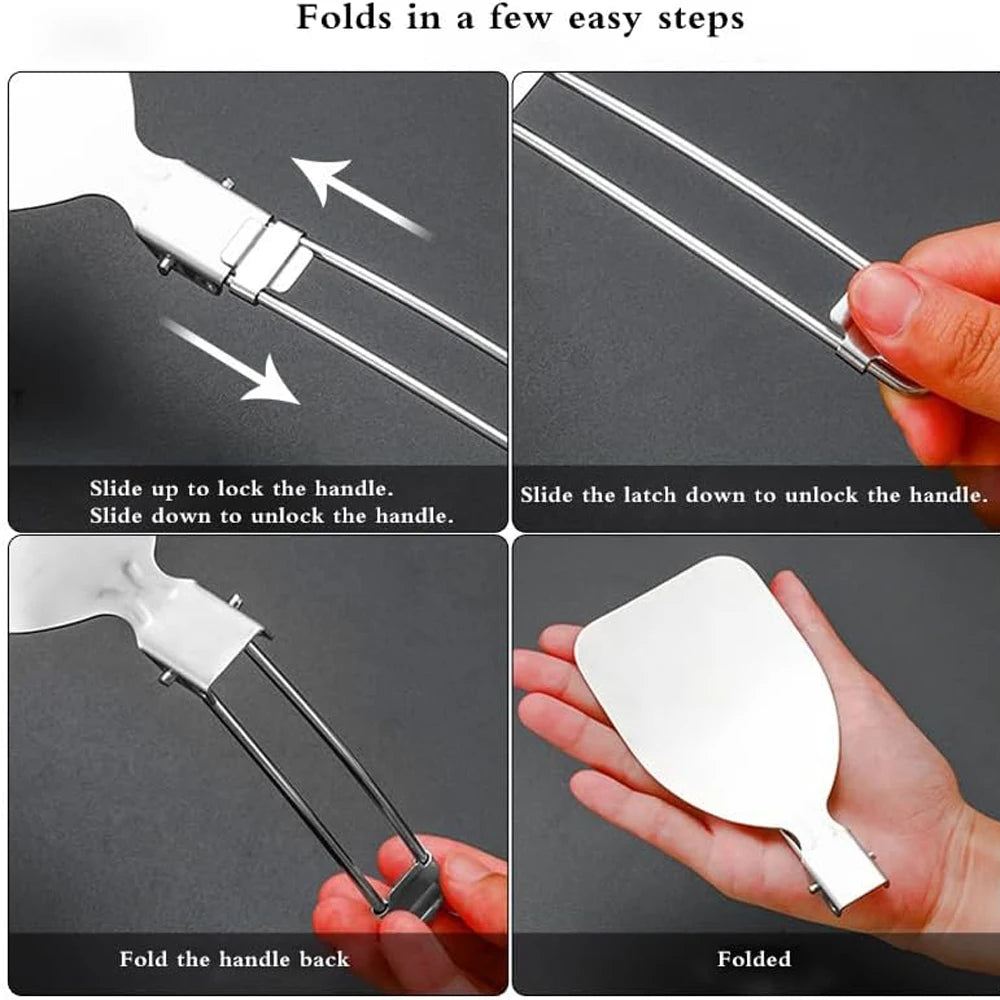 Spatule pliante cuillère pelle tourneur de nourriture Portable 304 en acier inoxydable Camping en plein air barbecue cuisine vaisselle fournitures de pique-nique ﻿