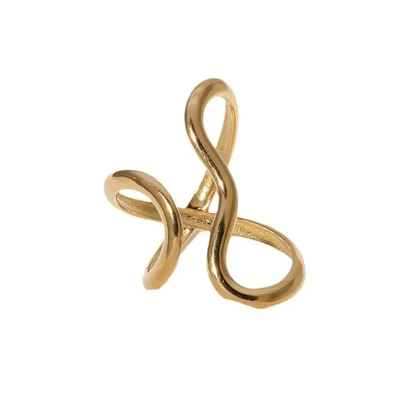 Women's Open Waterproof Stainless Steel Ring, Personality Charms, 18K Real Gold PVD Plated, Trendy Jewelry for Women