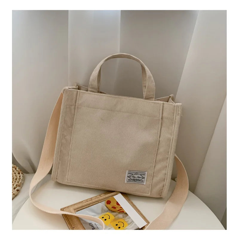 Bolso de hombro para mujer Rilibegan, nuevo estilo simple, de pana, portátil, de gran capacidad, bolso de mano pequeño cuadrado, a la moda y con tendencia.