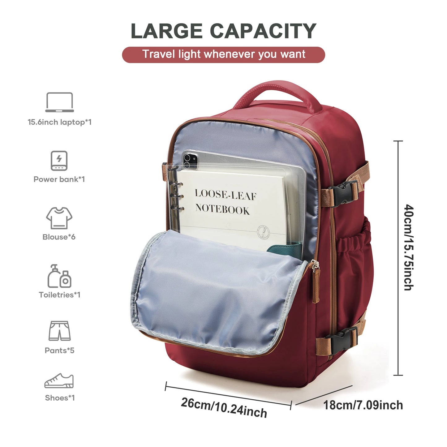 Sac à Dos Cabine 40x26x18 — Ordinateur 15,6" Étanche Décontracté Affaires