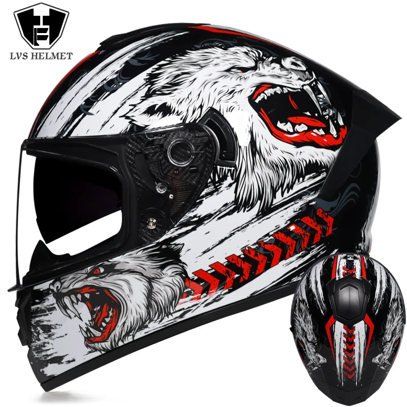 Casques moto pour hommes et femmes — double lentille, locomotive