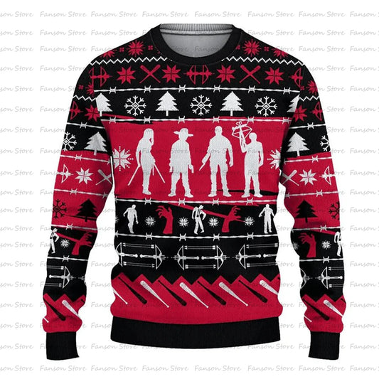 The Walking Dead Christmas Hoodie for Men and Women, Anime Sweatshirt, Y-Cartoon Pullover, Autumn