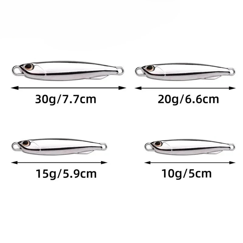 10 pièces/paquet pêche métal gabarit leurres 20g 30g 40g placage argenté métal gabarit leurre pêche appât pêche leurre eau salée bar attirail
