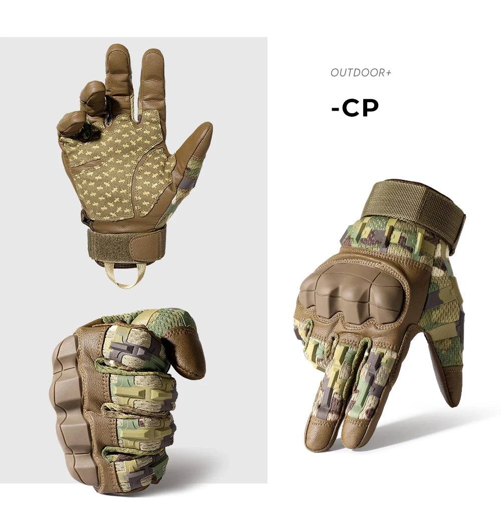 Gants de cyclisme en cuir PU pour écran tactile, tactique Airsoft, chasse, tir, randonnée, vélo, Sport de plein air, équitation, protection pour hommes