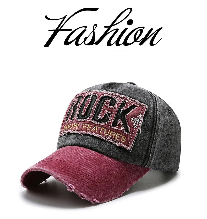 Casquette en denim shabby avec lettres lavées — hommes, femmes, chapeau de soleil, version coréenne, mode printemps/automne