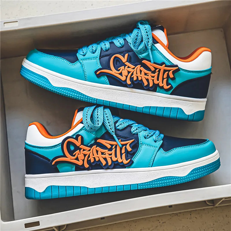 Baskets Skateboard Homme Bleu — Streetwear Hip-Hop Plateforme