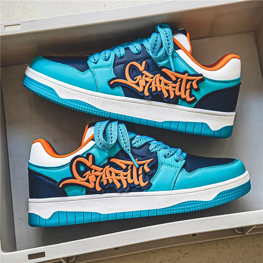 Zapatillas de skate de diseñador azules para hombre, zapatillas de baloncesto de hip hop para hombre, zapatillas de skate de lujo con plataforma para hombre, zapatillas de hombre