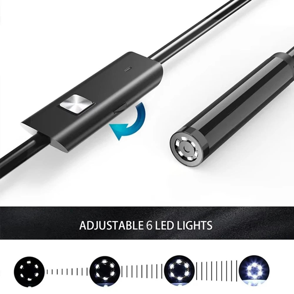 Endoscope Camera TYPE-C 5.5MM 7.0MM, 6 LED Adjustable USB, Android, Flexible Inspection Endoscope Camera for Phone and PC