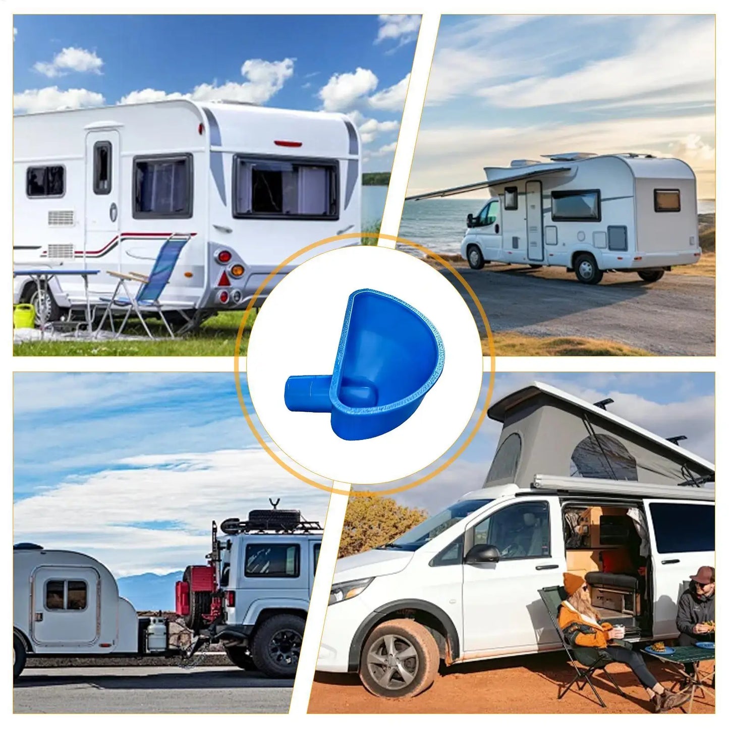 Entonnoir d'arrivée d'eau pour camping-car imprimé en 3D, anti-débordement, à large ouverture, pour remorque, fourgon, camping-car, camping et voyages routiers