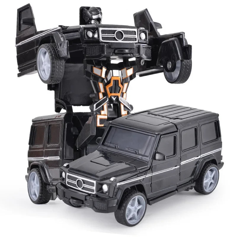 Voiture jouet à changement de forme à impact inertiel pour garçon, robot Autobot à changement de forme à un bouton, puzzle à changement de forme, collision