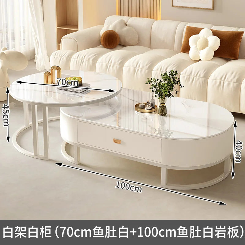 Tables basses extensibles rondes modernes — minimalistes, design livre, meubles salon