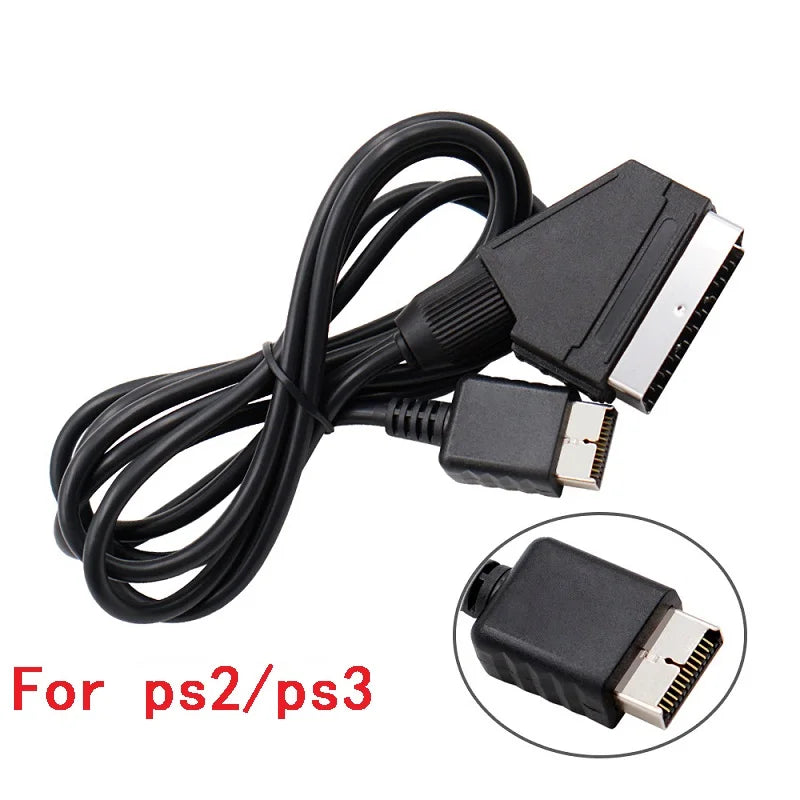 Câble péritel RGB de 1.8m pour PS2/PS1/PS3/SEGA Mega Drive1/MD2/DC Dreamcast/Saturn/XBOX/XBOX 360, Consoels de jeux vidéo rétro