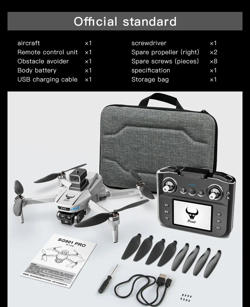 Drone GPS 8K professionnel — évitement d'obstacles, télécommande grand écran, pliable, moteur brushless