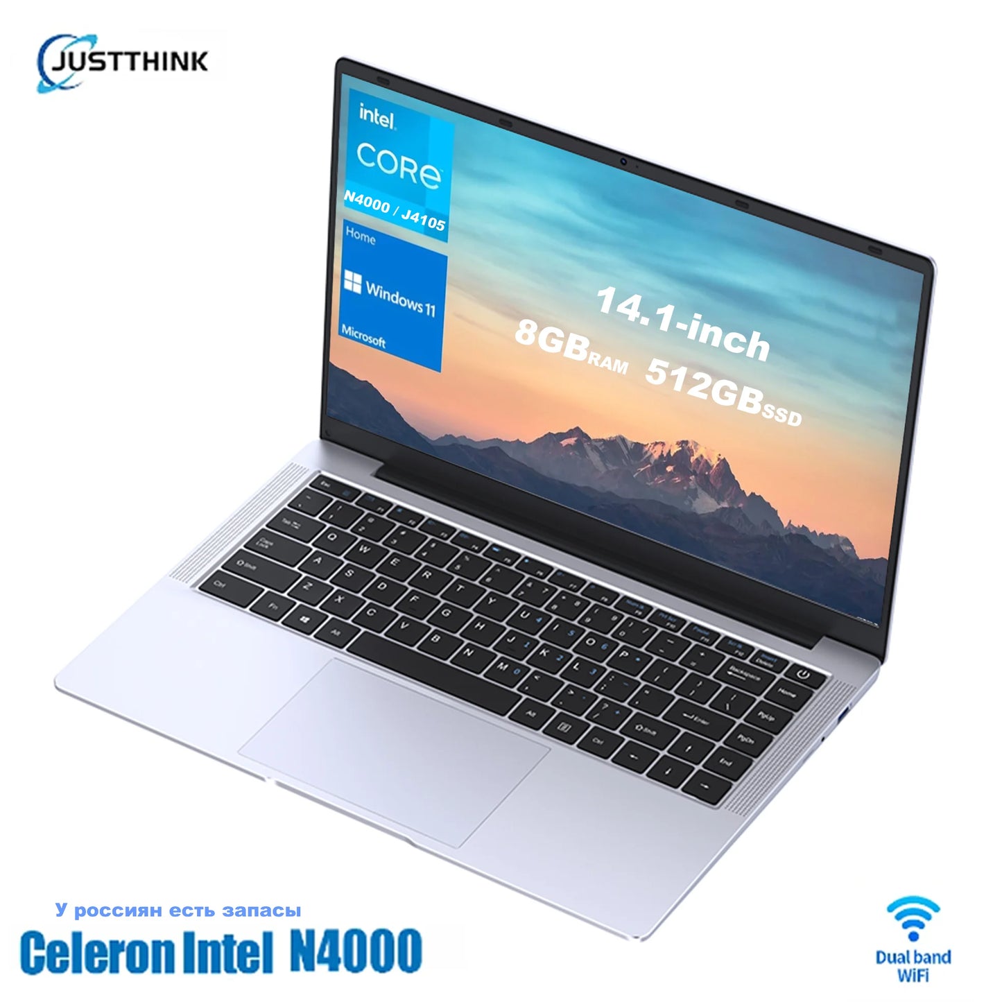 Portátil ligero con Windows 11 Pro para adultos, ordenador portátil de oficina para juegos, envío desde Rusia, Intel N4000, 8 GB de RAM, 14.1 GB, 256 GB SSD, 512 pulgadas
