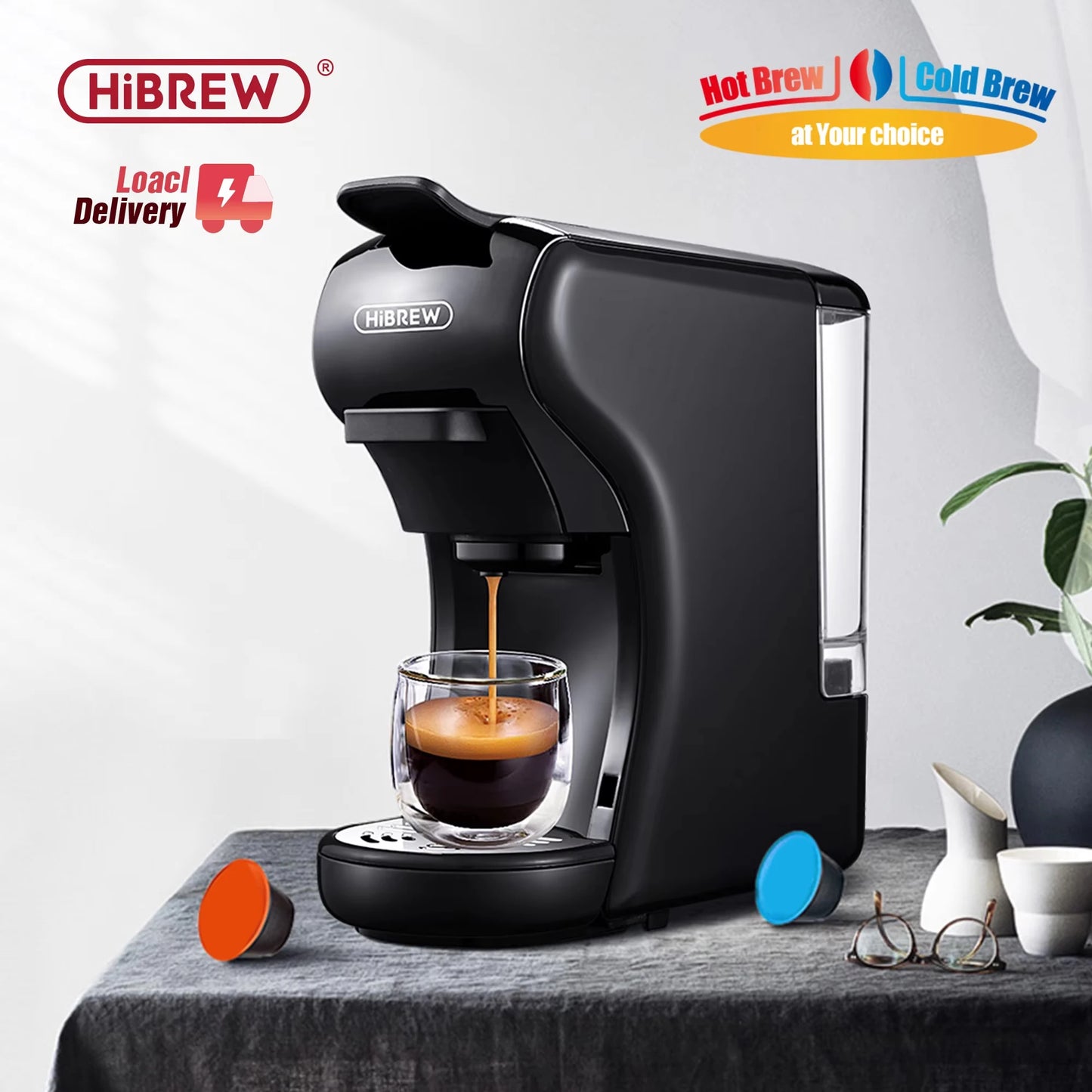 Hiinvasive W Coffee Machine, Hot and Cold Multi-Capsule Coffee Maker, Espresso Pod Coffee Machine, Dolce Milk, Ncomputing so, Powder Authorization, 19 bar, 4 in 1
