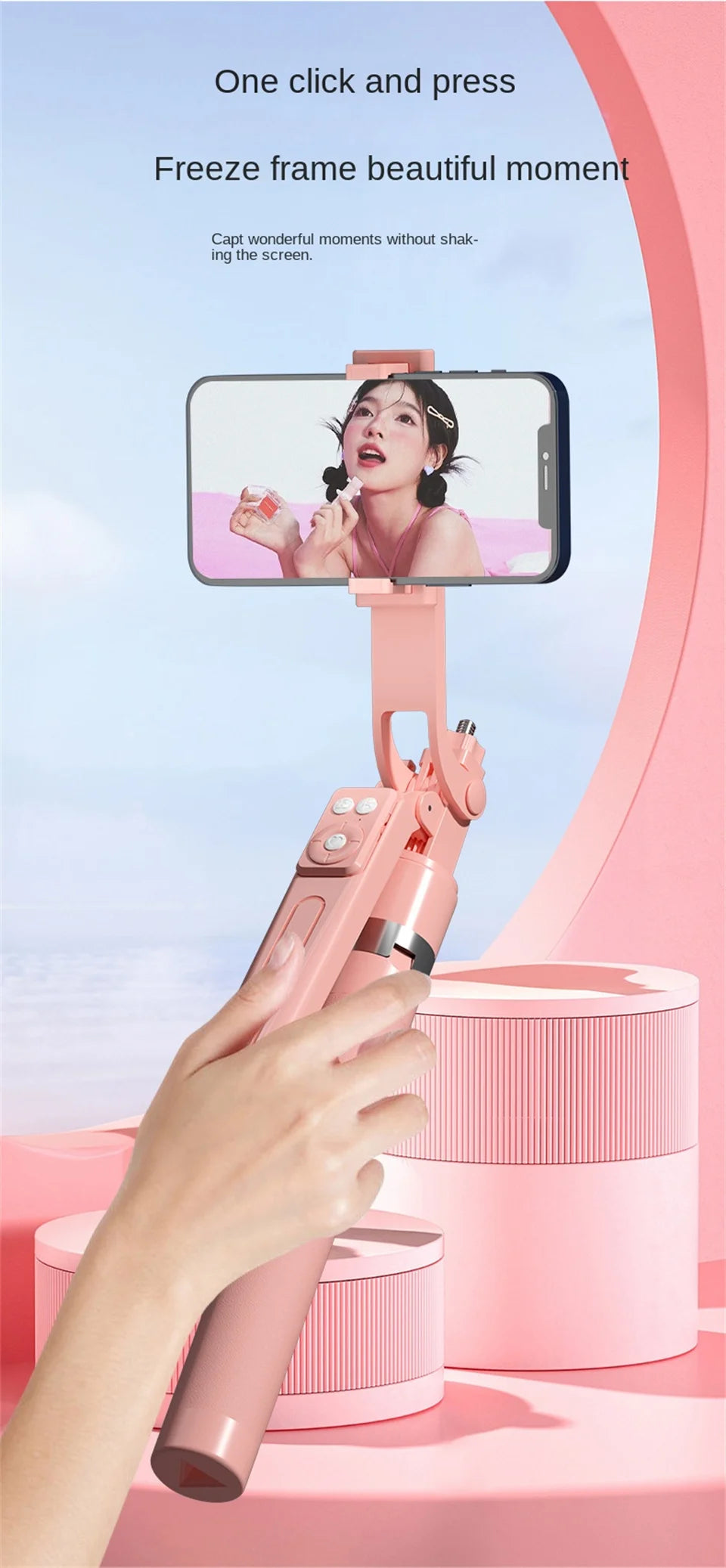 Trépied perche à selfie 1,7M avec télécommande sans fil — 360°, smartphone, vidéo, diffusion en direct