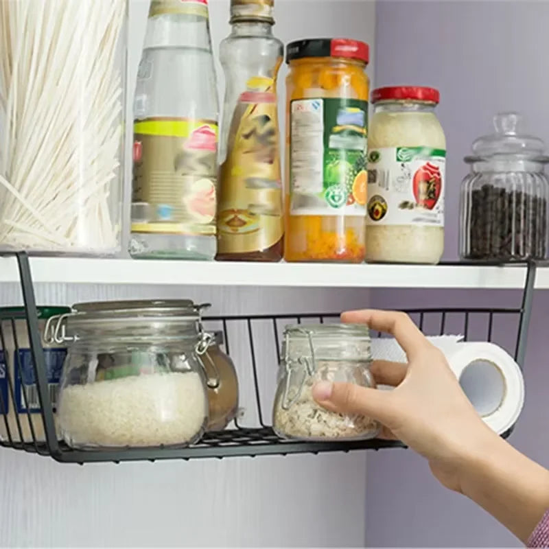 Cesto organizador multiusos con fondo de hierro, cesto de almacenamiento para cocina y baño, estante de almacenamiento