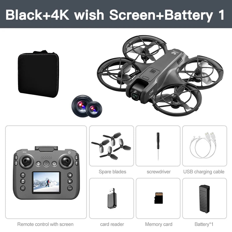 Mini drone 4K — double caméra 8K, évitement intelligent d'obstacles, quadricoptère brushless, jouet RC enfants