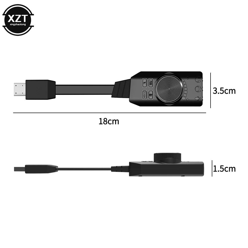 Carte Son USB Gaming 7.1 Canaux — Adaptateur Audio 3.5mm Plug & Play PC & Laptop