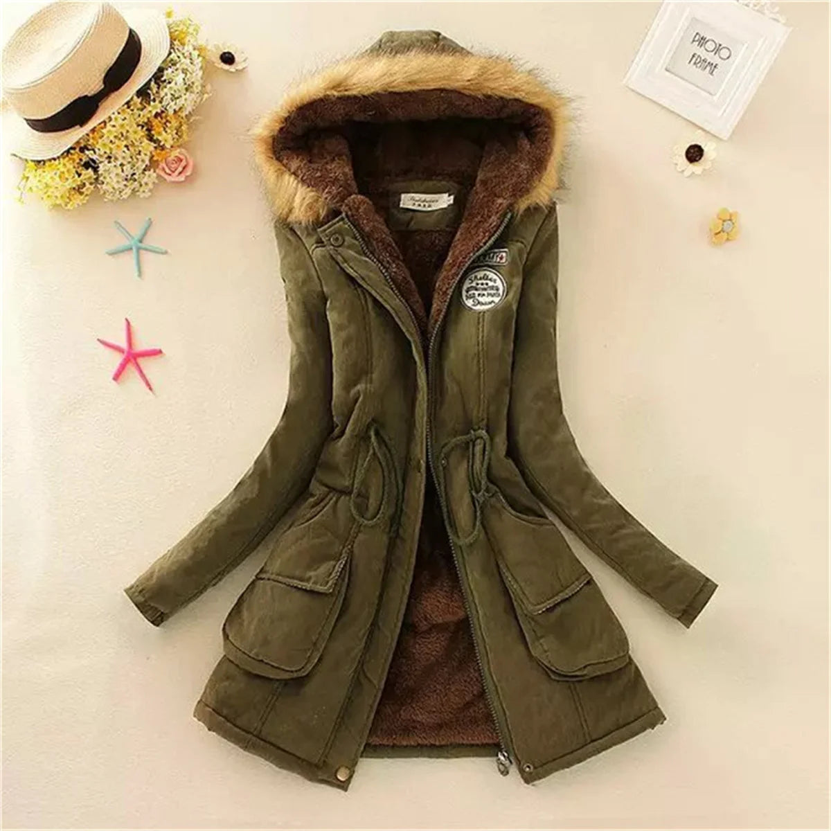 Veste d'hiver à capuche doublée polaire pour femme, manteau chaud rembourré avec cordon de serrage, Parkas coréen décontracté, Streetwear, vêtements d'extérieur bouffants