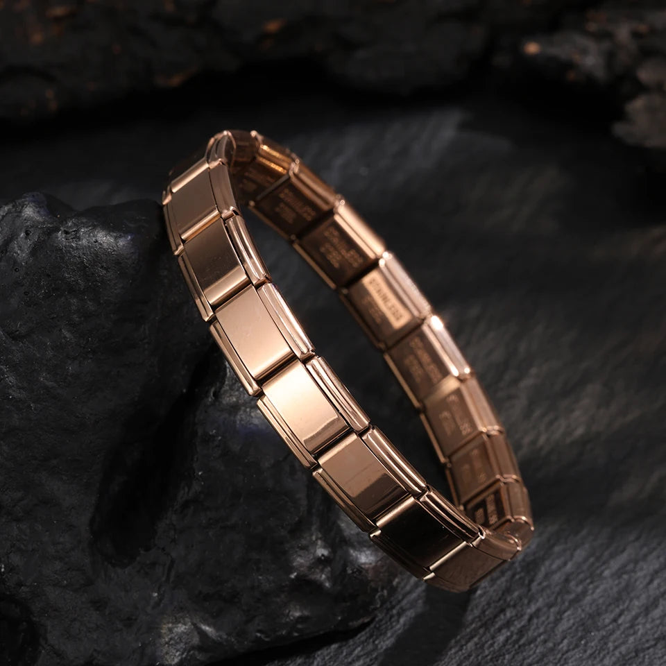 ChimSquare-Italian Stainless Steel Bracelets for Women and Men, Birthday Party Jewelry, Hiphop, Metal Skeleton, Stretch Gift