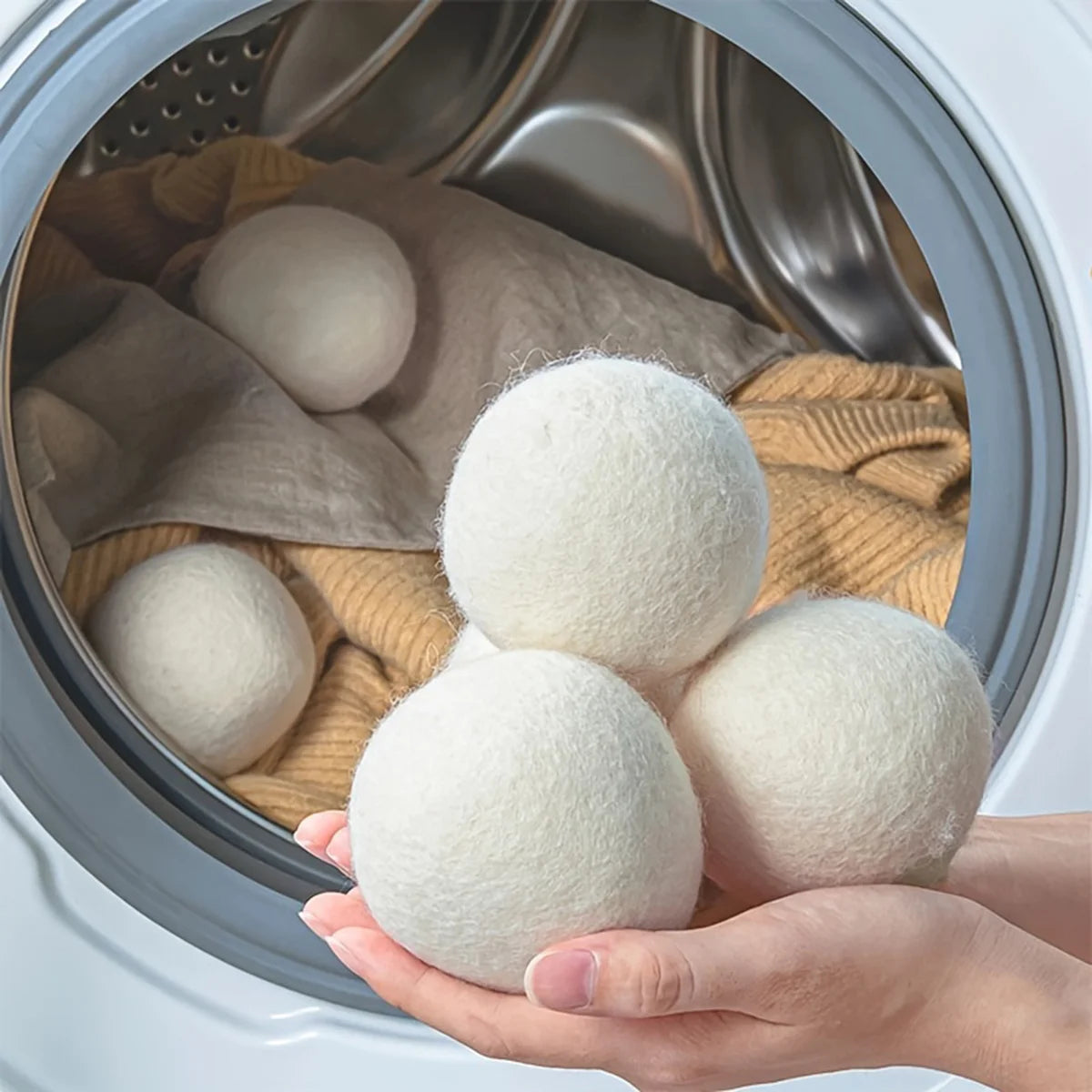 Boule de sèche-linge en laine réutilisable, adoucisseur de tissu, Alternative pour Machine à laver, réducteur de rides, fournitures de nettoyage, Gadget, 1 à 6 pièces