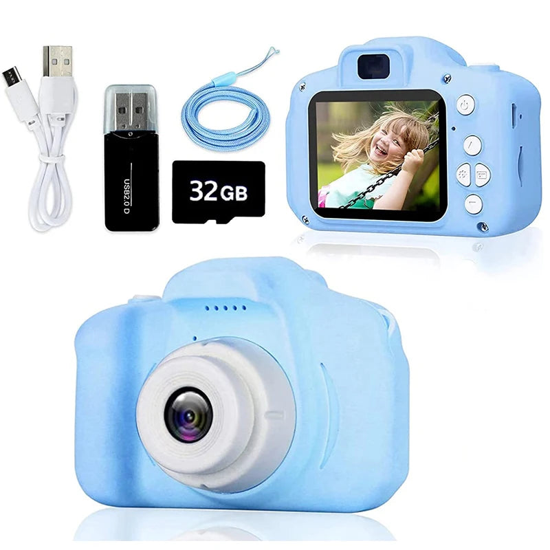 Super mignon enfants caméra enfants jouet éducatif enfants bébé anniversaire appareil photo numérique 1080P caméra vidéo avec cadeau gratuit pour fille