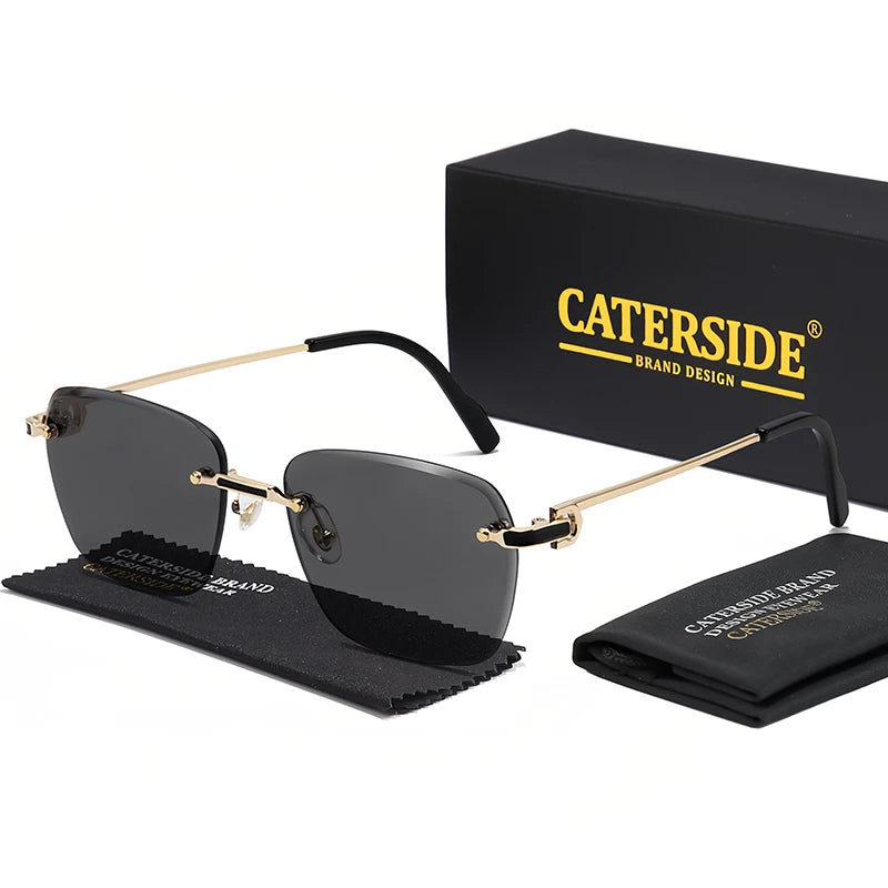 CATERSIDE nuevas gafas de sol sin montura, gafas de sol degradadas para hombre, gafas de sol retro de negocios para mujer, UV400, gafas de sol para hombre