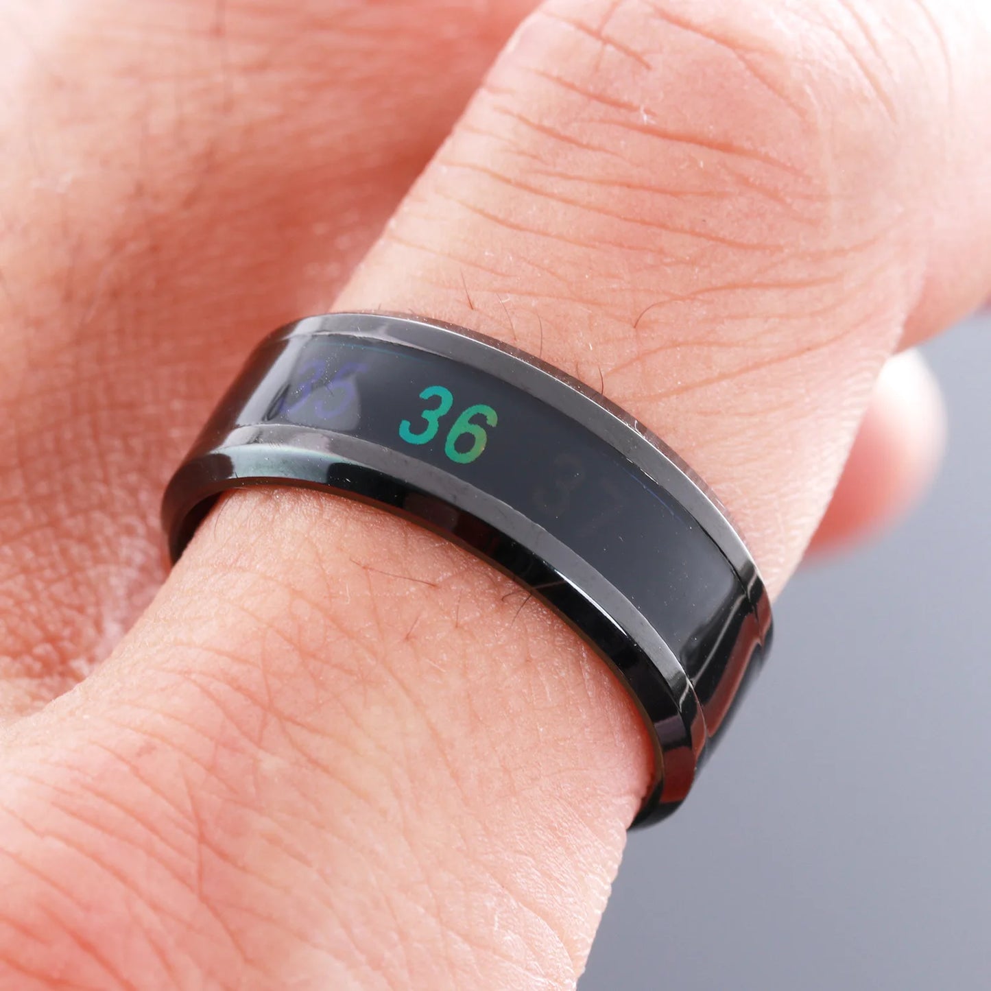 Titanium and Steel Temperature Ring, Mood and Emotion Sensing, Temperature Sensitive Smart Ring for Women and Men, Waterproof Jewelry