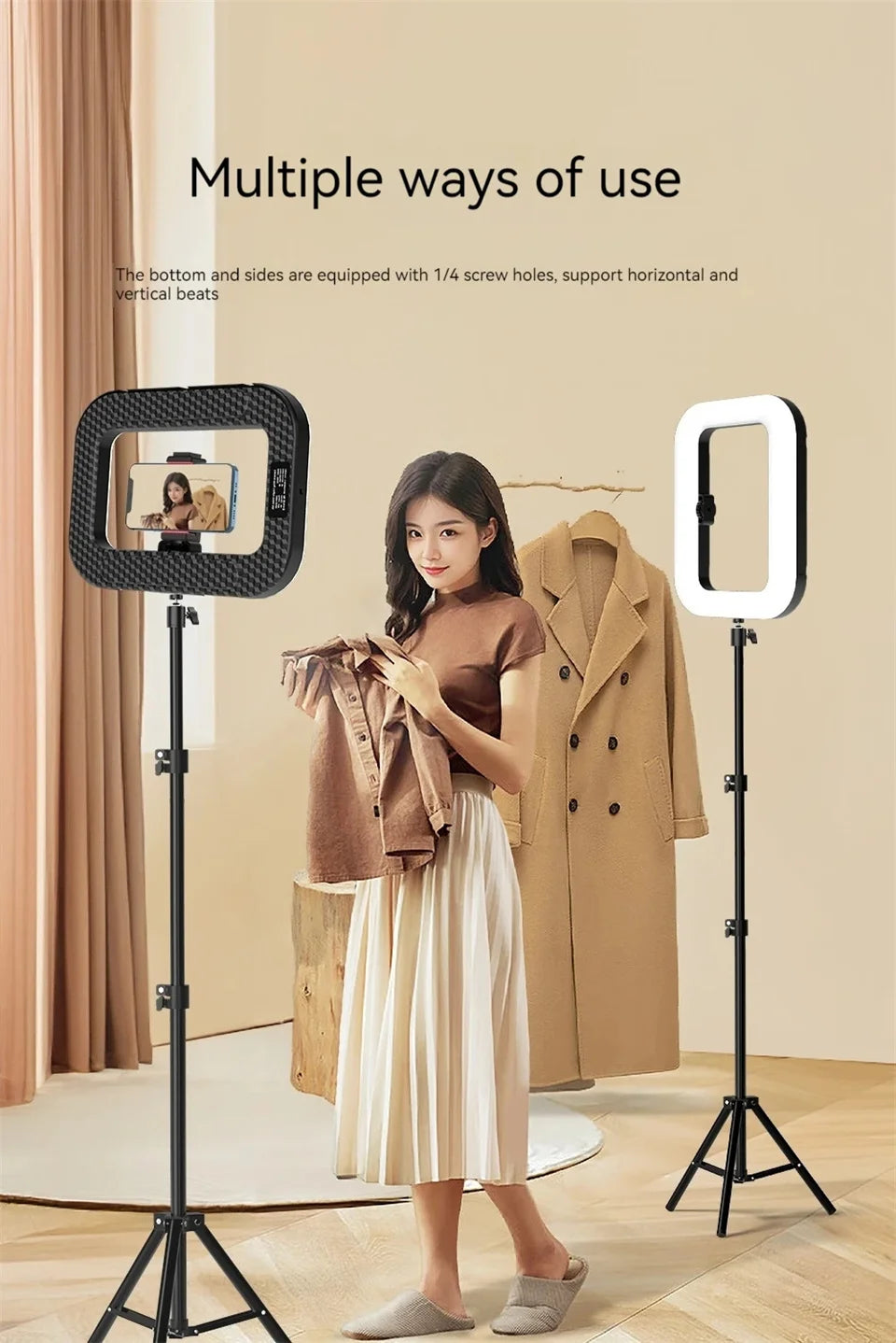 Anneau LED rechargeable portable — selfie, diffusion en direct, photographie, bureau