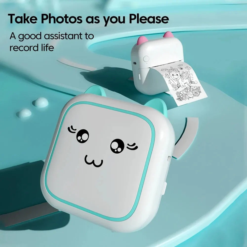 Mini impresora, impresora térmica portátil para pegatinas sin tinta compatible con iOS y Android, etiquetas de impresión fotográfica inalámbrica