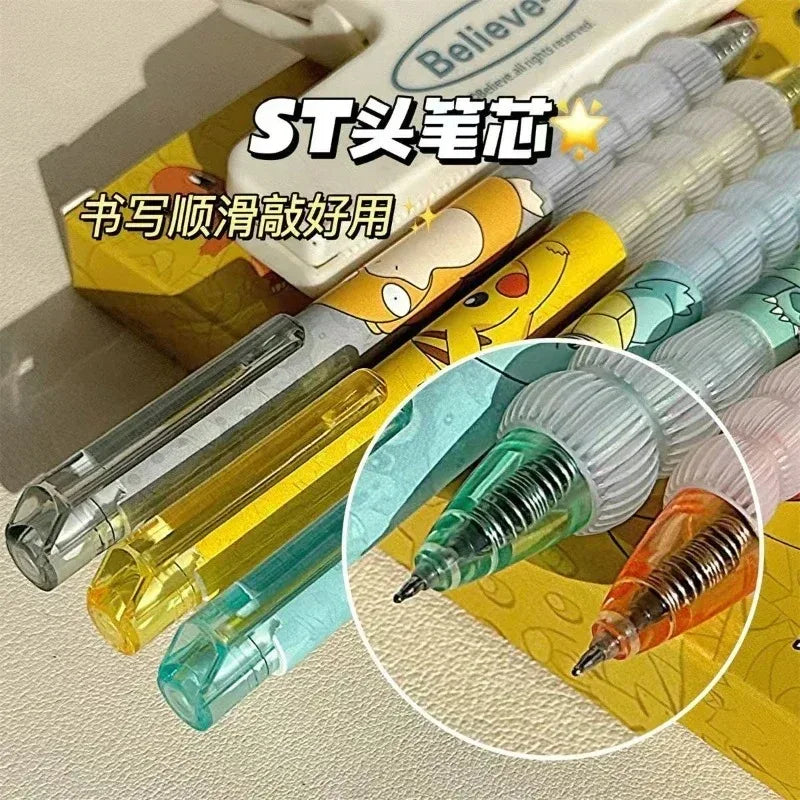 Stylos gel à pression dessin animé 5 pièces — papeterie scolaire et bureau, cadeau pour enfants
