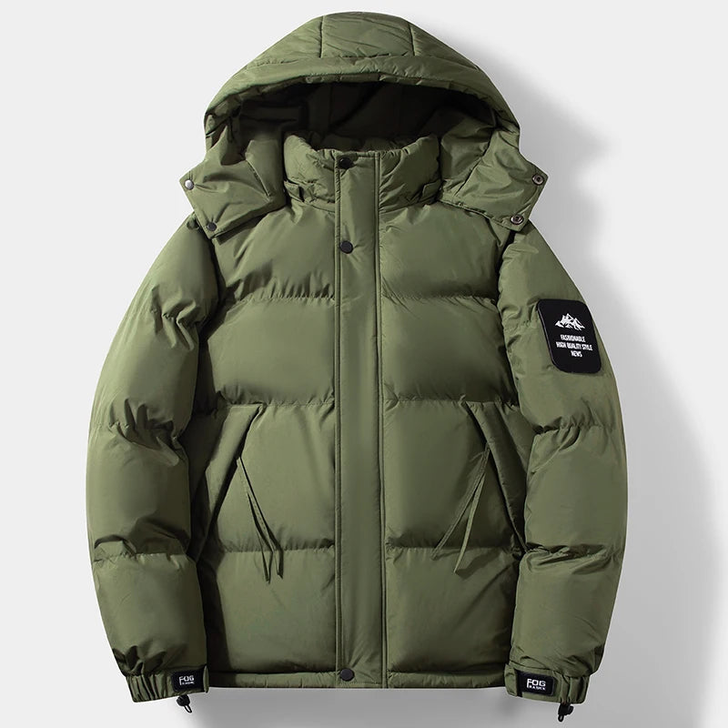 Men's Hooded Jacket, Outdoor Wear, Hiking, Camping, Windproof, Breathable, Warm, Cotton, Comfortable, Fashionable and Trendy, Winter