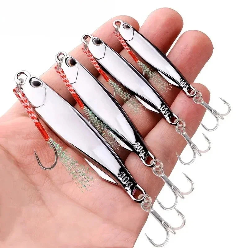 10 pièces/paquet pêche métal gabarit leurres 20g 30g 40g placage argenté métal gabarit leurre pêche appât pêche leurre eau salée bar attirail