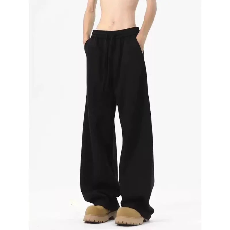 Pantalón de chándal cómodo de pernera recta para hombre, estilo retro Y2K, corte holgado, jogging hip hop, pantalón casual con bolsillos grandes