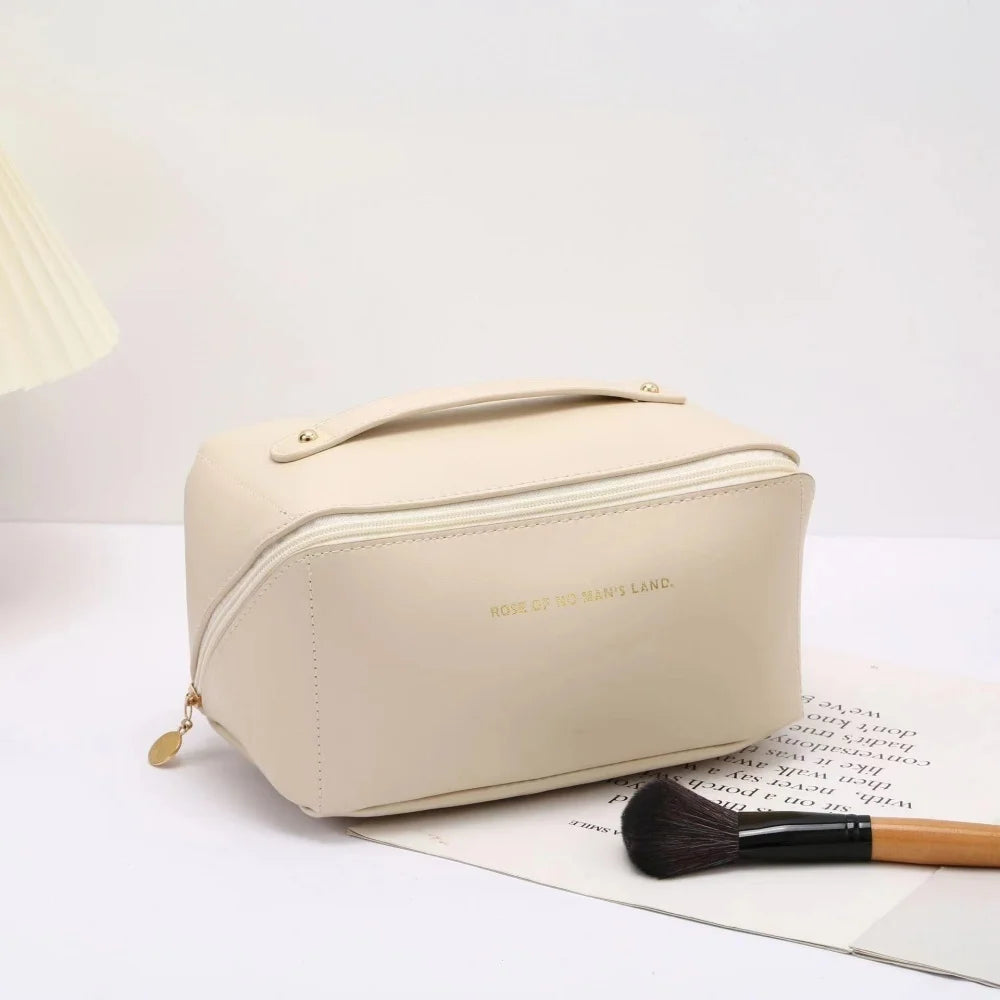 Bolsa de almacenamiento de cosméticos de viaje portátil, bolsa de maquillaje de gran capacidad, impermeable, para belleza y cuidado de la piel, almohada de belleza, neceser