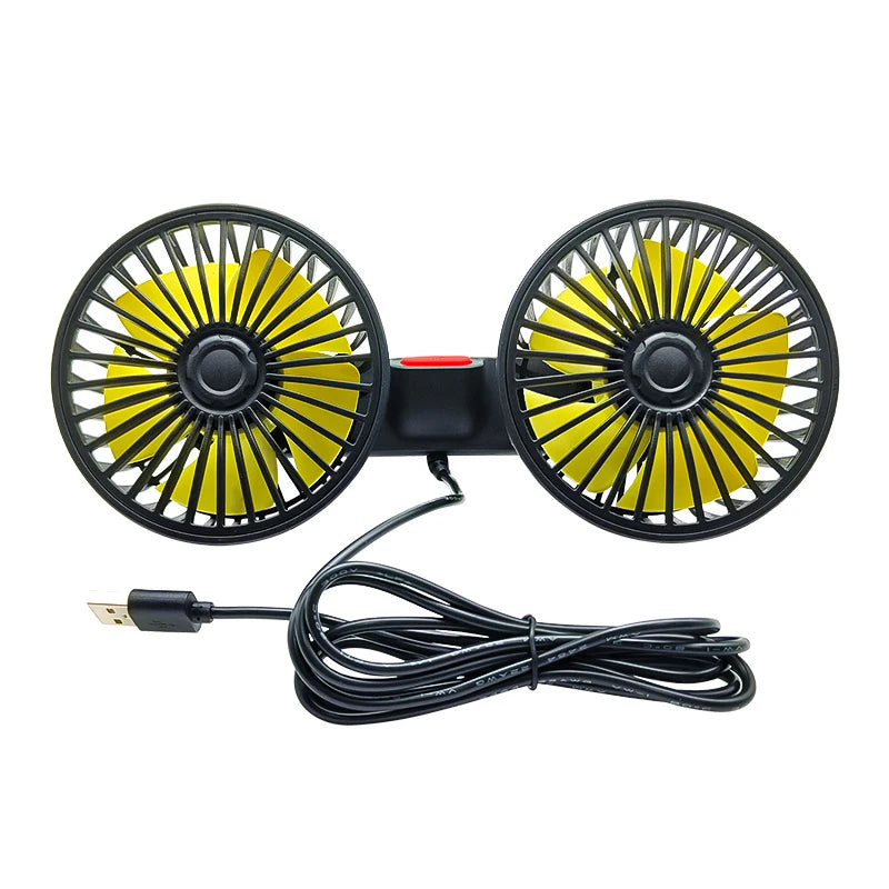 Ventilateur de voiture 360 °   Ventilateur de refroidissement arrière de siège de voiture à 3 vitesses, Charge USB, double tête, refroidisseur de cou à Rotation réglable pour accessoires de voiture et de maison