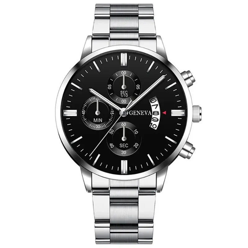 Men's Fashion Stainless Steel Watch Luxury Calendar Quartz Wristwatch Men's Business Watches for Men Clock Men's Watch