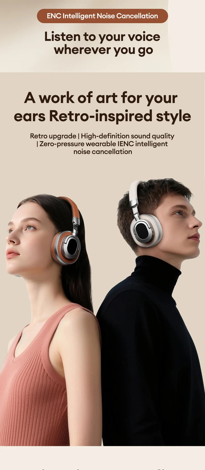 Écouteurs Bluetooth 6.0 sans fil — HD, ENC antibruit, HiFi, ultra faible latence, jeu