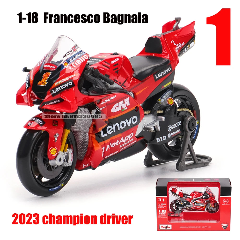Modèle réduit moto GP 1:18 — champion 2023, alliage moulé, collection, cadeau jouet